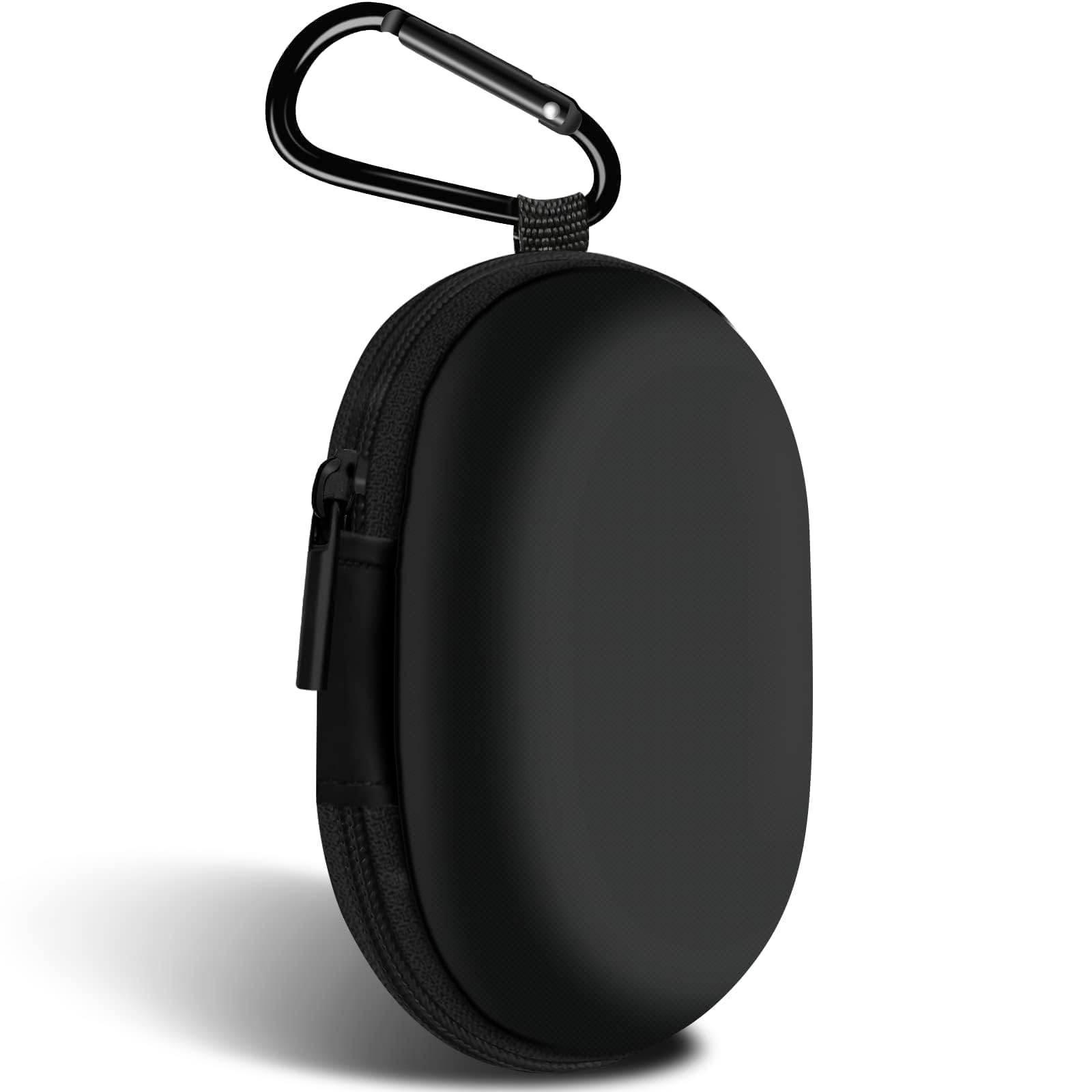 2Pack Oval Earbud Case Portable EVA Carrying Case Storage Bag Cell Phone Accessories Organizer with Carabiner for Earphone, Earbud, Earpieces, SD Memory Card, Camera Chips, Black/Purple