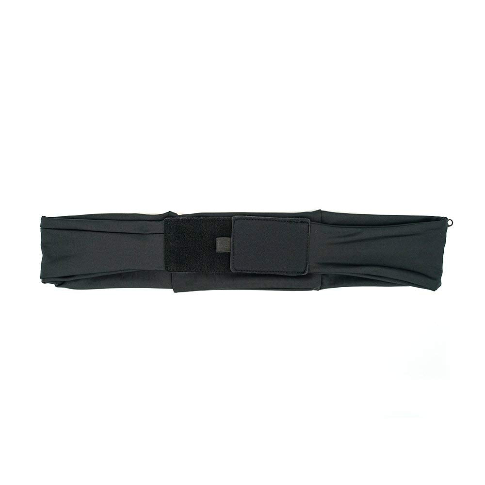 3 Pocket Adjustable Running Belt Waist Pack, Fanny Pack For Working Out With Sweat Resistant Backing, Holds All iPhone Models (Black/Black, X-Small)