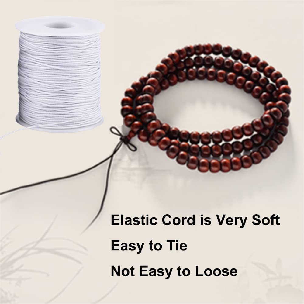 LUSTEMBER Elastic String for Bracelets, 1 mm x 110 Yards Sturdy Stretchy Elastic Cord for Jewelry Making, Necklaces, Beading - Black