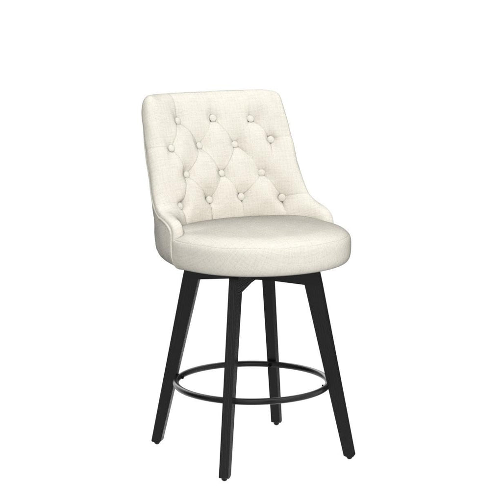 Watson & Whitely Counter Height Bar Stools, Performance Fabric Upholstered Modern Swivel Barstool with Back, Solid Wood Legs, 26" H Seat, Flint Grey