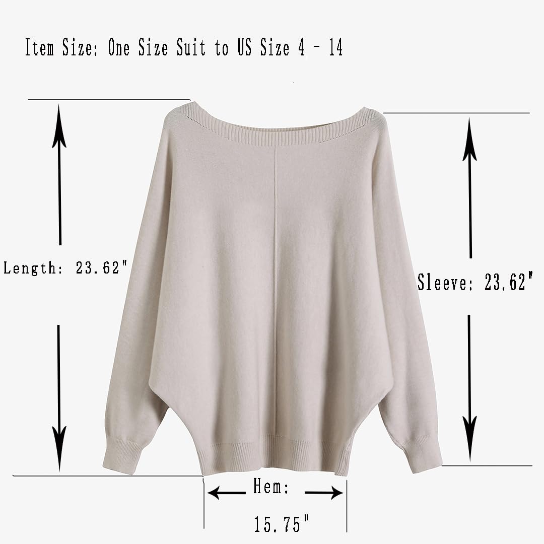 GABERLY Boat Neck Batwing Sleeves Dolman Knitted Sweaters and Pullovers Tops for Women