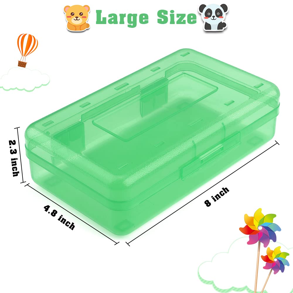 Pencil Case, Pencil Box, Clear Pencil Case, 3 Pack Plastic Pencil Case, Large Capacity Pencil Case, Crayon Box with Snap-tight Lid Stackable Design, Plastic Storage Box for School Office Supplies
