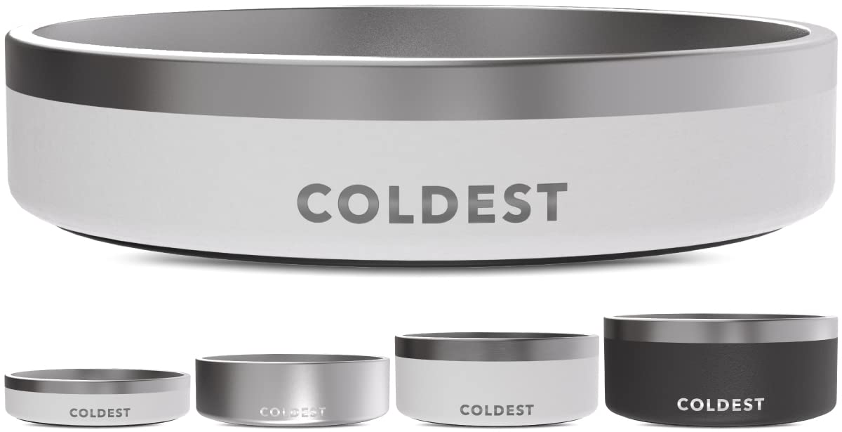 Coldest Dog Bowl - Anti Rust Metal, Non Slip, 3 Layers Insulated Stainless Steel Dog Bowls - Spill Proof & Heavy Duty - Water Bowl for Dogs, Cats & Pets, Dish Washer Safe (21 oz, Mars Red Glitter)