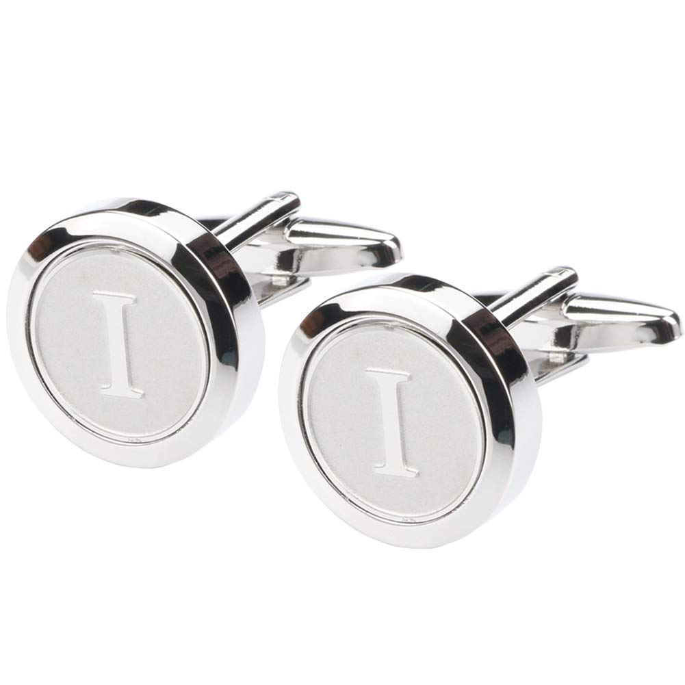 Mens Classic Stainless Steel Initial Cufflinks 26 Alphabet Initial Letter Cufflinks Business Wedding Shirts A-Z