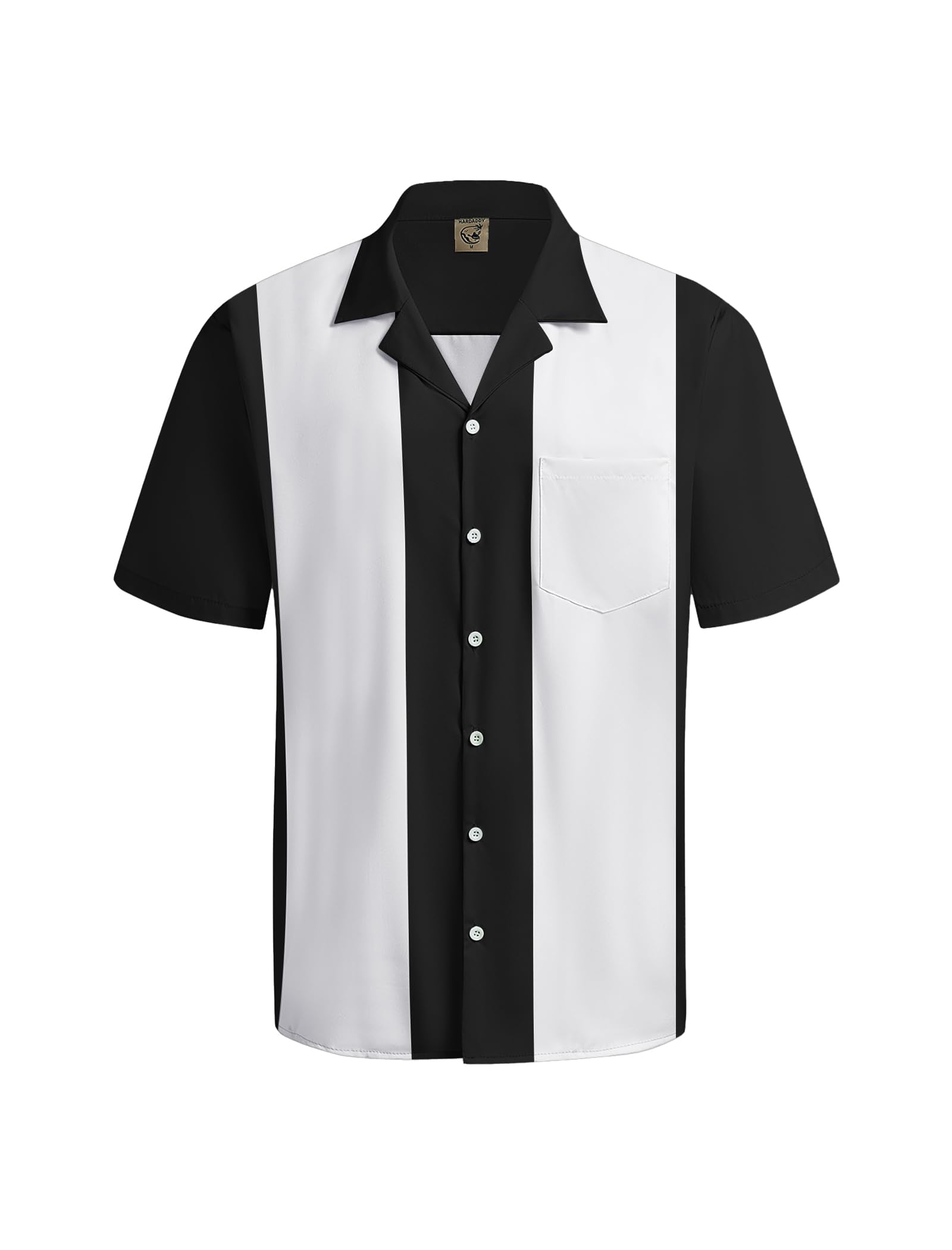 Hardaddy Men's Camp Collar Retro Vintage Bowling Button Down Shirt with Pocket Casual Short Sleeve Beach Shirts Summer