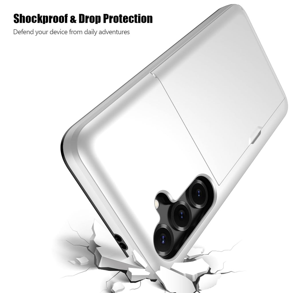 Nvollnoe for Samsung Galaxy S25 Case with Card Holder Dual Layer Heavy Duty Protective Case Hidden Card Slot Slim Wallet Cover for Samsung S25 6.2''(Black)