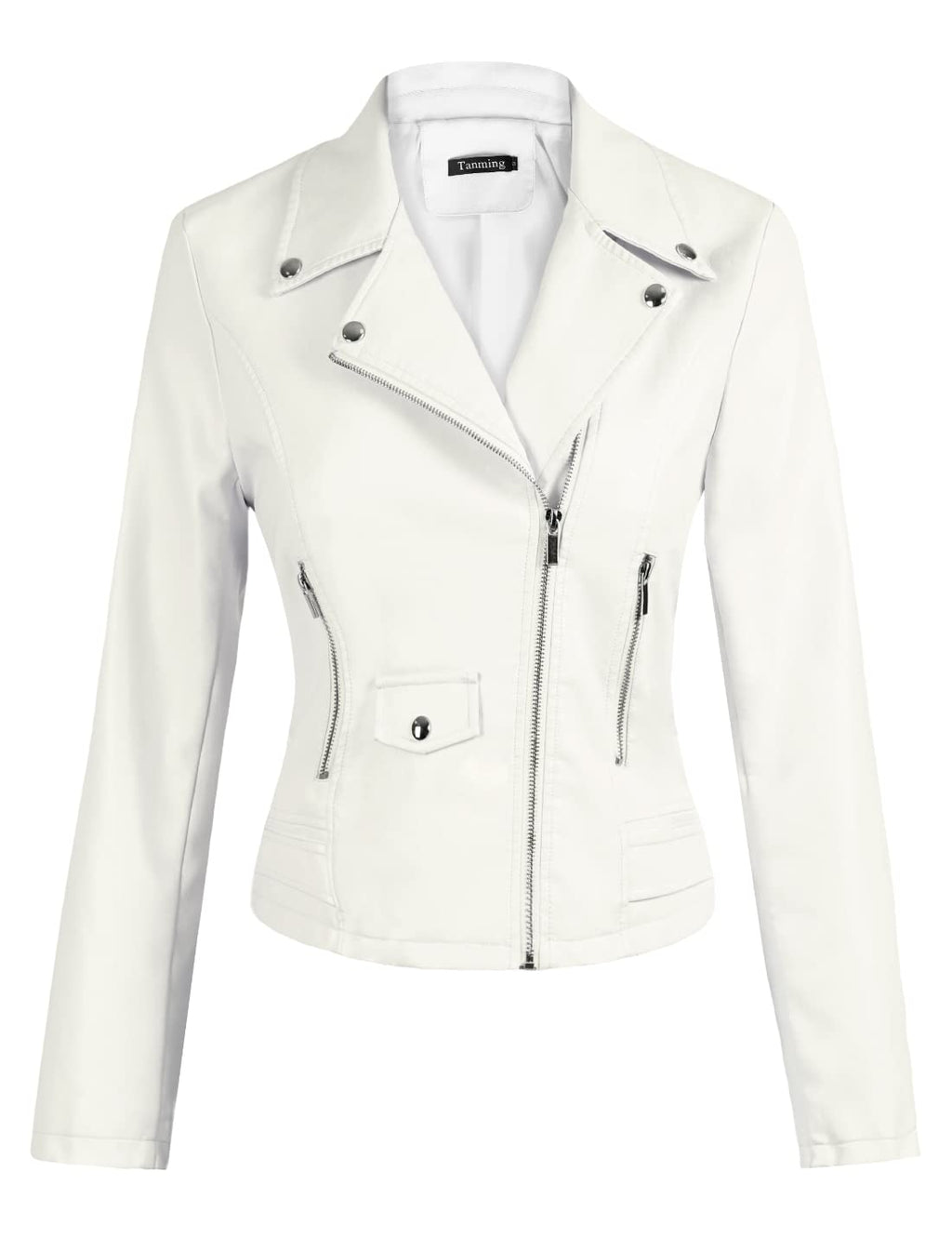 Tanming Women's Faux Leather Moto Biker Short Coat Jacket
