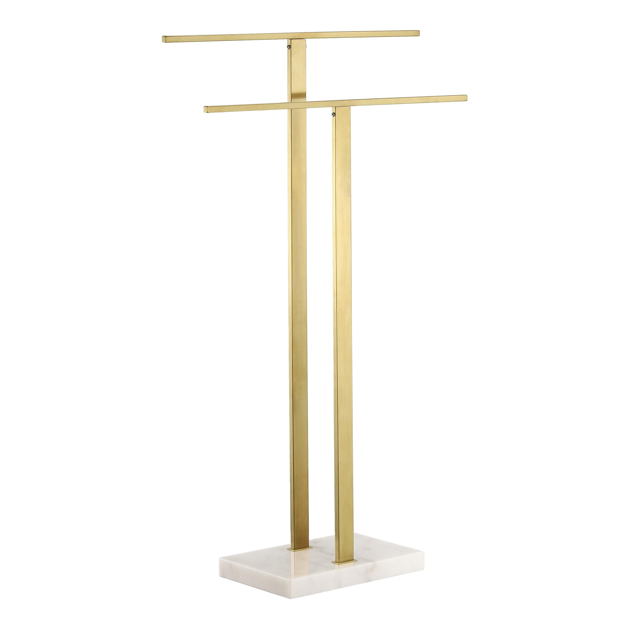 KES Standing Towel Rack with Black Natural Marble Base, 2-Tier Towel Rack Stand for Bathroom Floor, Bath Towel Holder Fits Bath Towel & Hand Towel,18/8 Stainless Steel, BTH217-BBK