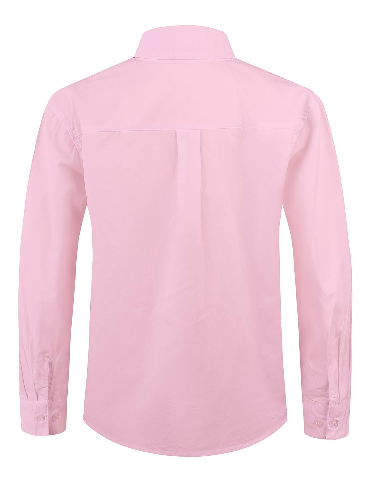 Spring&Gege Boys' Long Sleeve Button Down Shirt for Kids Woven Solid Two Pockets