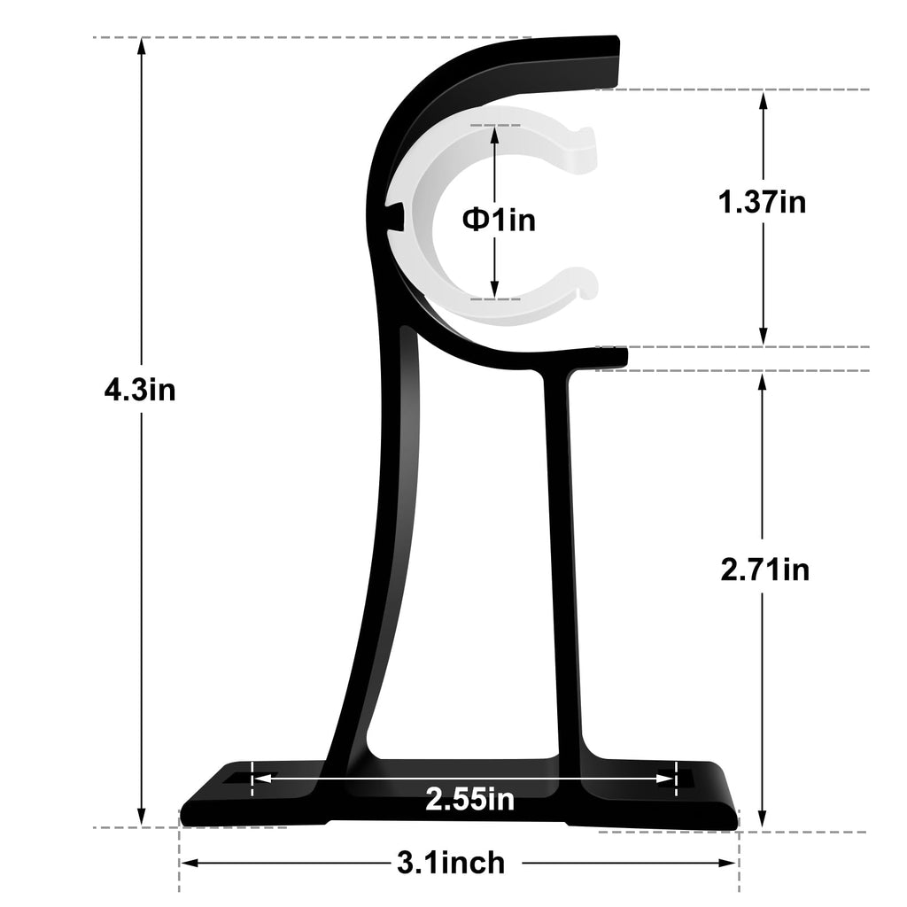 KOLAKO Curtain Rod Brackets, Heavy Duty Black Curtain Rods Holders Hook Hangers for Wall Drapery Rod Bracket Support 1 Inch Rods, 2 Pack