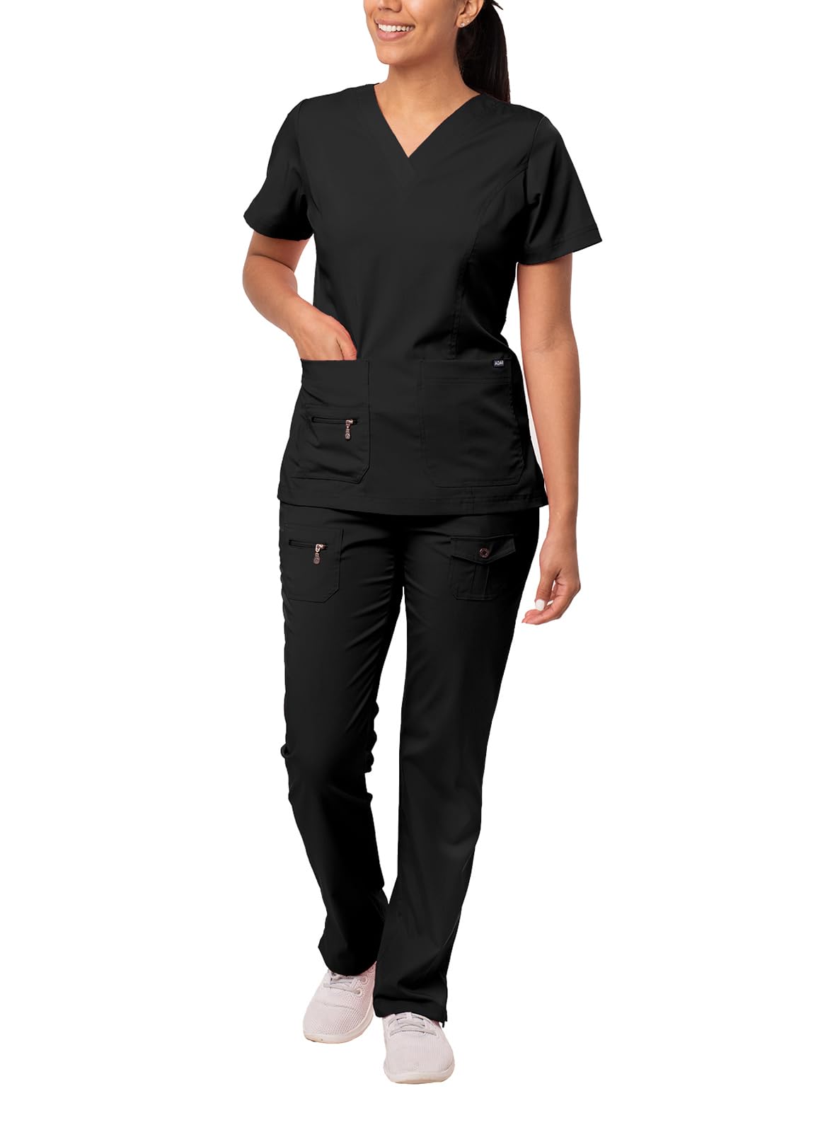 Adar Pro Breakthrough Plus Scrub Set for Women - Enhanced V-Neck Top & Multi Pocket Pants