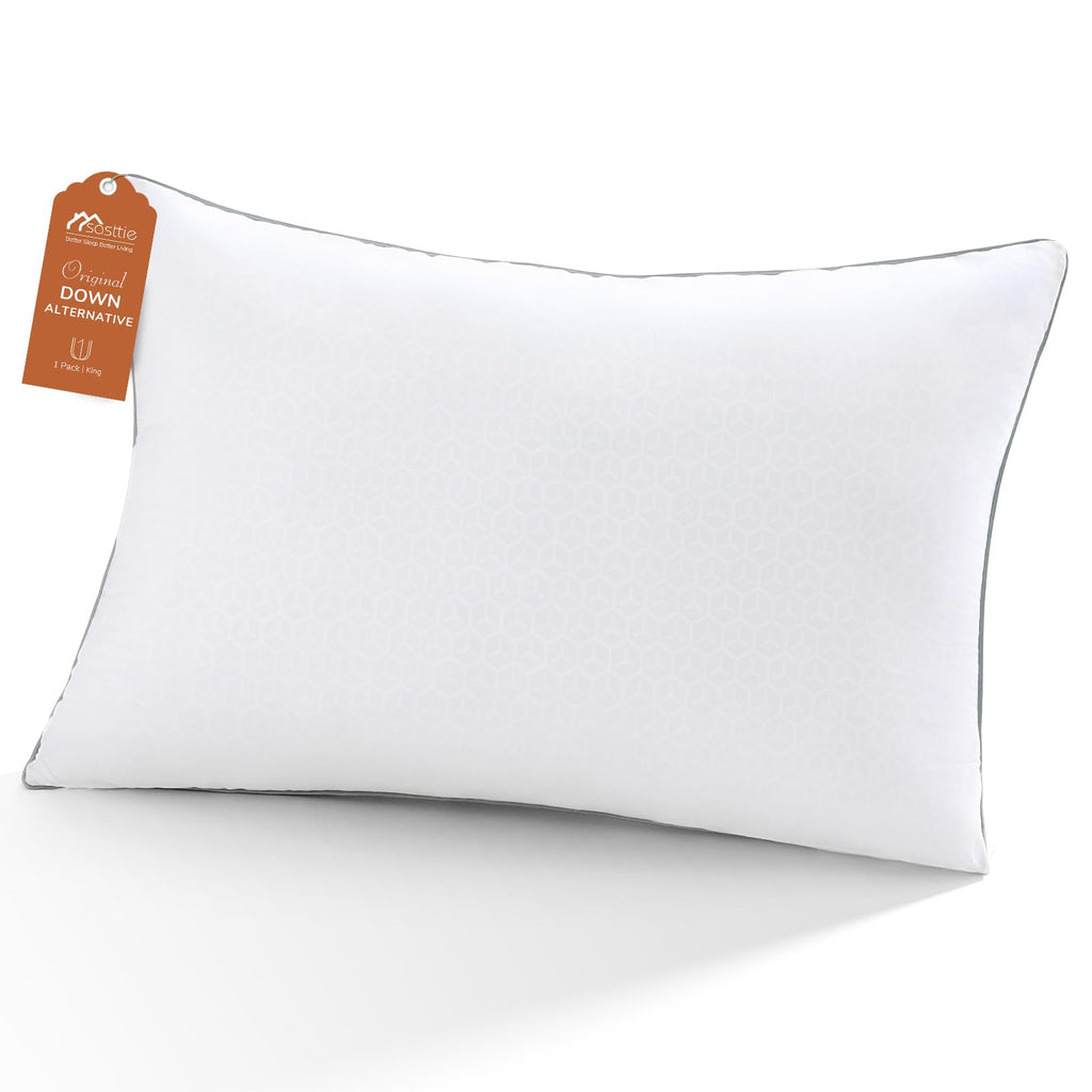 Sasttie Firm Pillows Standard Size Set of 4, Full Size Bed Pillows for Side, Back, and Stomach Sleepers - Oeko-Tex Certified Down Alternative Plump Filling - Hotel Quality and Machine Washable, 4 Pack