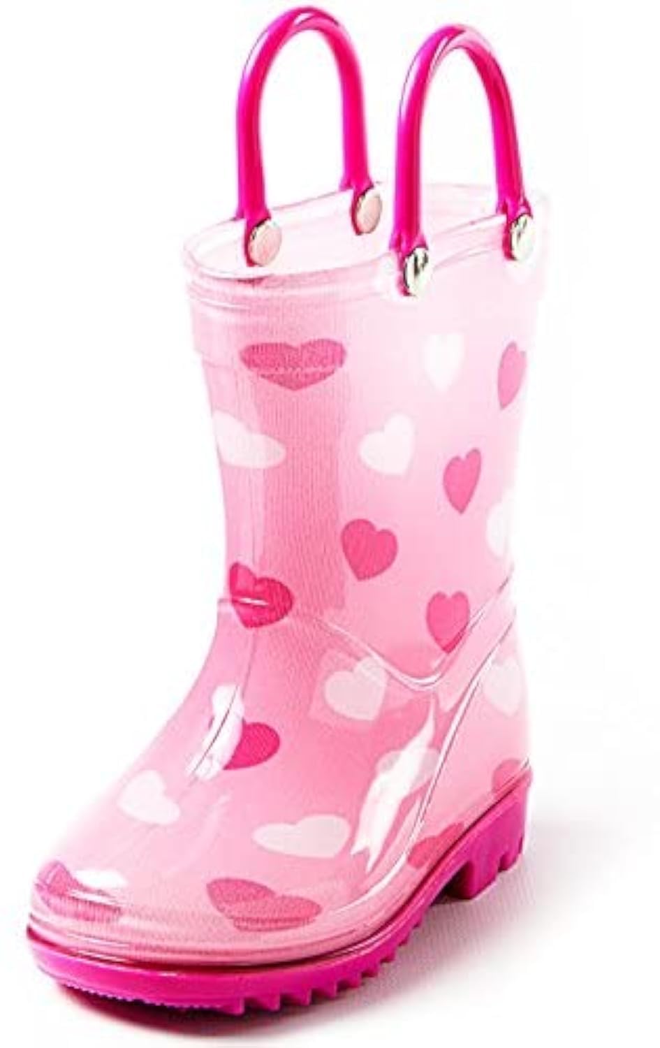 Puddle Play Toddler and Kids Waterproof PVC Rain Boots with Easy-On Handles – Lightweight Slip-Resistant Outdoor Boots for Boys and Girls