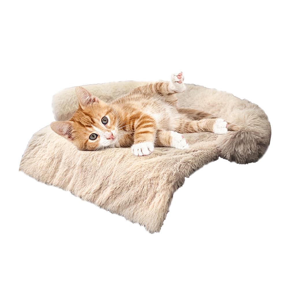 Luxurious Calming Dogs/Cats Bed Mats, Dog Pad Washable Removable Couch Cover, Plush Long Fur Mat for Pets, Waterproof Lining, Perfect for Small, Medium and Large Dogs and Cats (Beige, 31"x23")