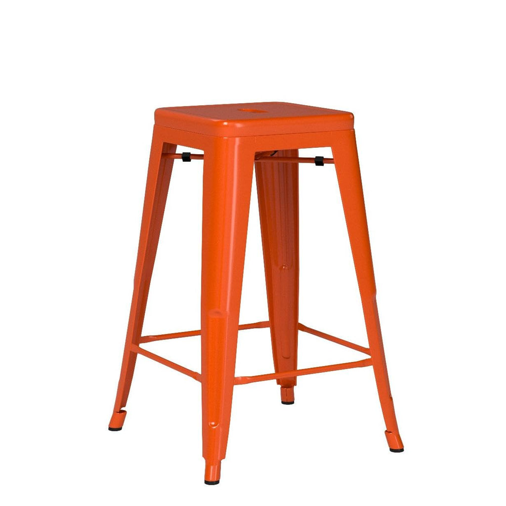 FDW Metal Bar Stools Set of 4 Counter Height Bar Stools 24 Inches Industrial Bar Chairs Patio Stool Stackable Backless Stool Indoor Outdoor Metal Kitchen Stools Bar Chairs (Black, 24")