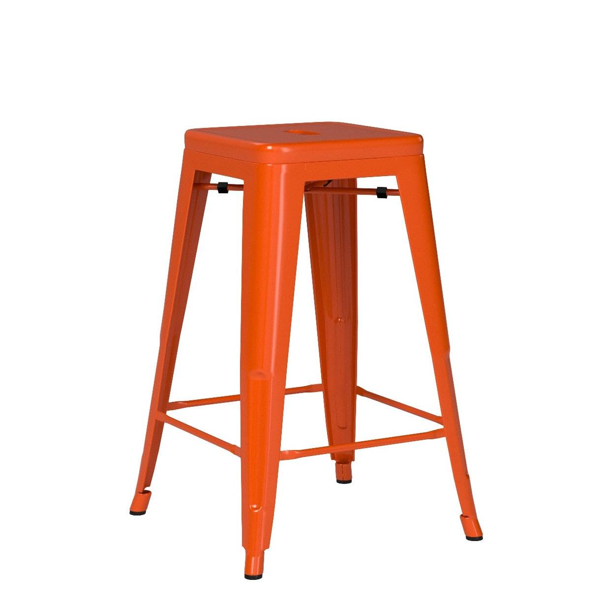 FDW Metal Bar Stools Set of 4 Counter Height Bar Stools 24 Inches Industrial Bar Chairs Patio Stool Stackable Backless Stool Indoor Outdoor Metal Kitchen Stools Bar Chairs (Black, 24")