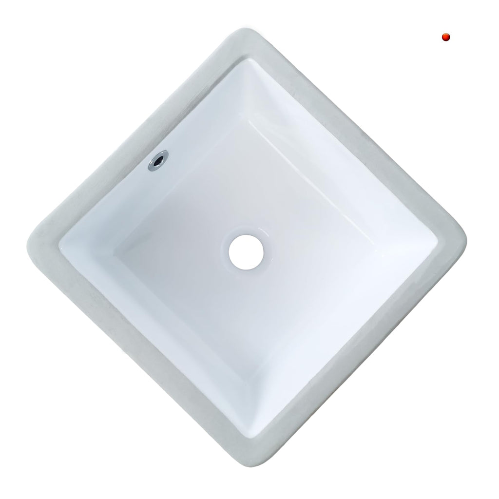 KINGWONG 14 Inch Small Square Undermount Bathroom Sink, 13.75" Ceramic White Porcelain Under Counter Basin for Vanity, Modern Rectangular Sink with Overflow Hole, Easy to Clean, Interior 11.5" x 11.5"
