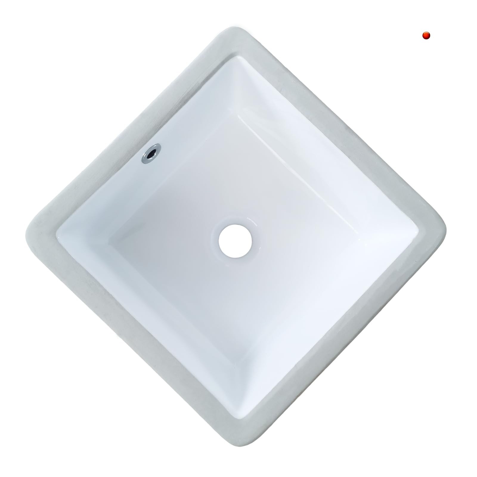 KINGWONG 14 Inch Small Square Undermount Bathroom Sink, 13.75" Ceramic White Porcelain Under Counter Basin for Vanity, Modern Rectangular Sink with Overflow Hole, Easy to Clean, Interior 11.5" x 11.5"