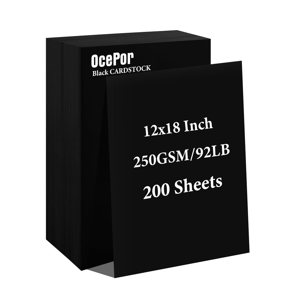 OcePor 100 Sheets Black Cardstock 8.5” x 11”, 92lb/250gsm Black Card Stock, Thick Card Stock Paper, Heavy Cardstock Paper for Printer, Resume, Scrapbooks, Art, Crafts, Business Cards