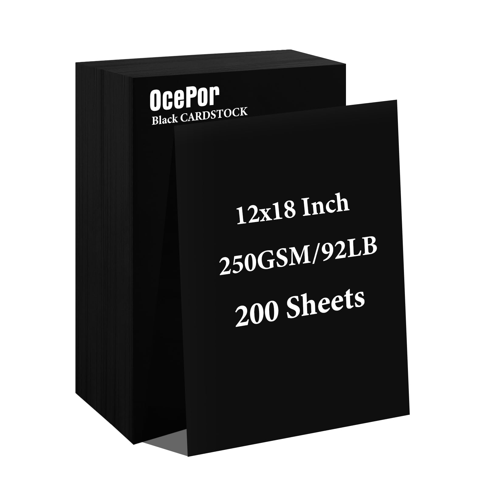 OcePor 100 Sheets Black Cardstock 8.5” x 11”, 92lb/250gsm Black Card Stock, Thick Card Stock Paper, Heavy Cardstock Paper for Printer, Resume, Scrapbooks, Art, Crafts, Business Cards