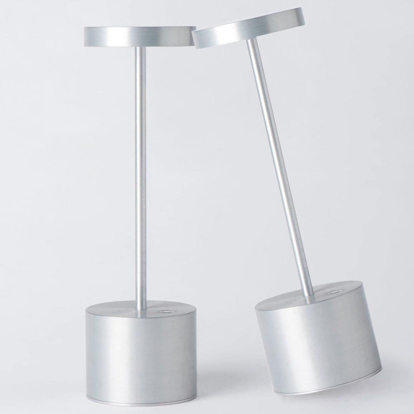 2Pack Cordless Table Lamp, Rechargeable LED Battery 5000mAh Metal USB Portable Powered Desk Lamp, 3 Levels Brightness Light for Restaurants Outdoor (2pack 10.25in Titanium)