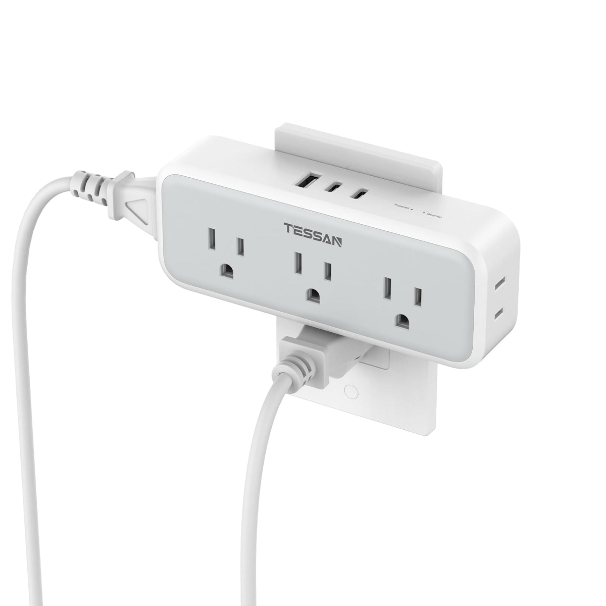 Multi Plug Outlet Extender, TESSAN Surge Protector Wall Plug Splitter with 5 Electrical Outlet Expander, Multiple Plug Adapter for Travel Home Office