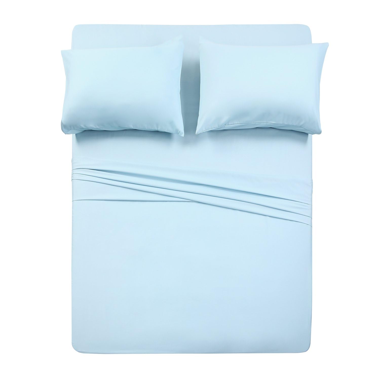 Best Season Bed Sheet Set - 1 Flat Sheet,1 Fitted Sheet and 1 Pillow Cases, Extra Soft Luxury Bedding Set,Deep Pockets,Wrinkle,Fade Resistant - Hypoallergenic- 3 Piece (Twin,Baby Blue)