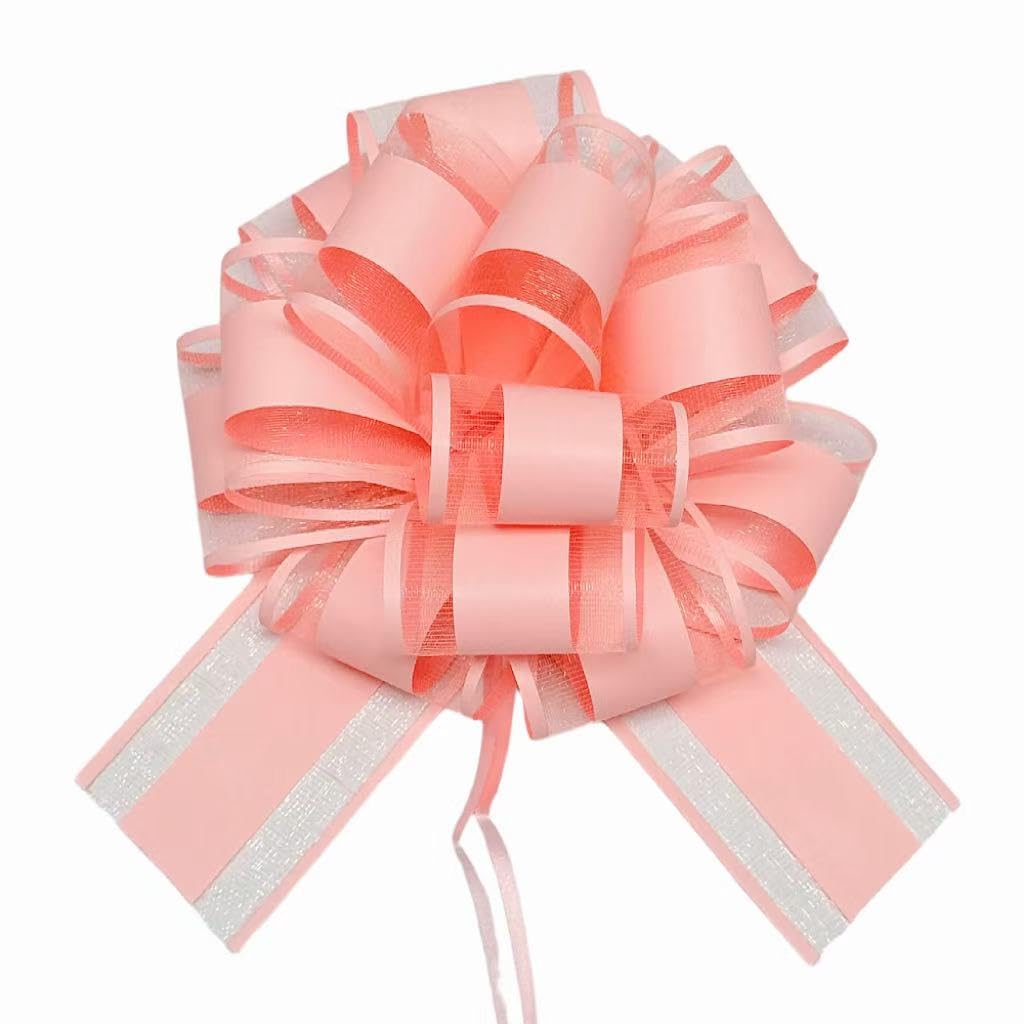 6 PCS Large Pull Bows,Bow for Gift Wrapping,6 inches,Christmas Party Birthday Gift Wedding Ribbon Bows for Wrapping Boxes or Flower Decorations, Valentine's Day Gift Decorations