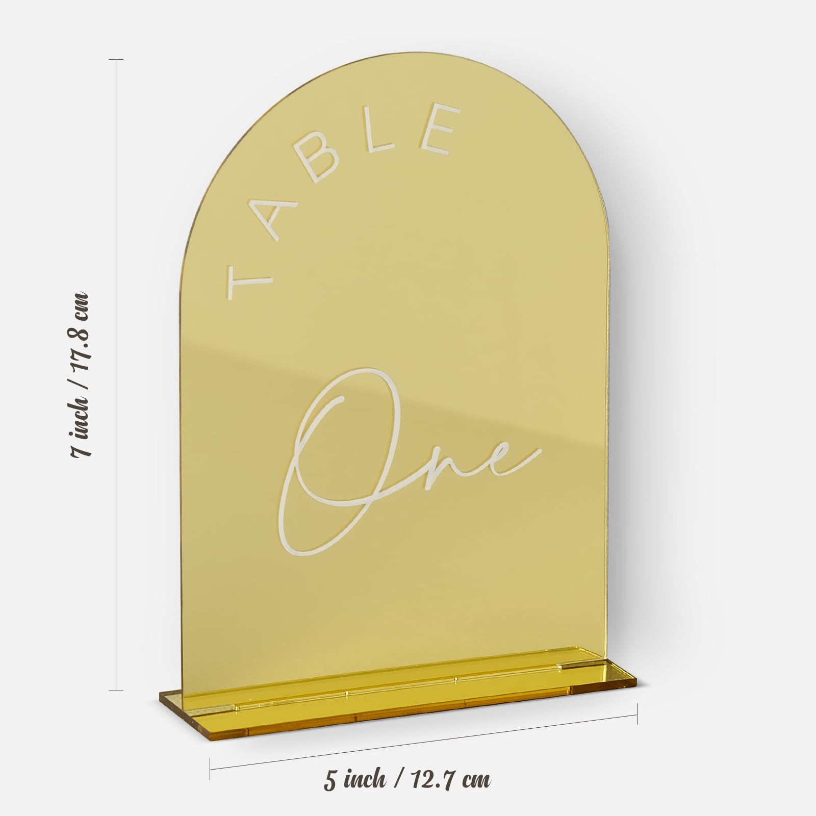 Black Arched Wedding Table Numbers 1-10 with Stands, 5x7 Inch Black Arch Acrylic Sign with Gold Letters, Acrylic Table Numbers for Wedding Reception