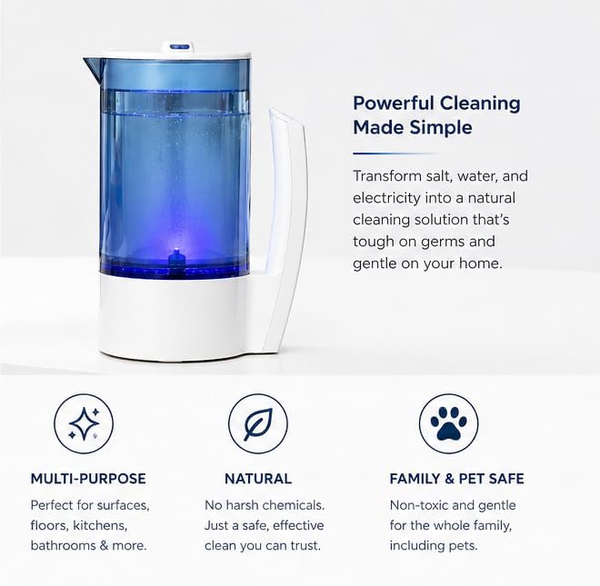 Eco One Portable Hypochlorous Acid (HOCL) Generator Machine, DIY Multi-Purpose Cleaner & Disinfectant, Includes Test Strips, Microfiber Cloth and Fine Mist Sprayer