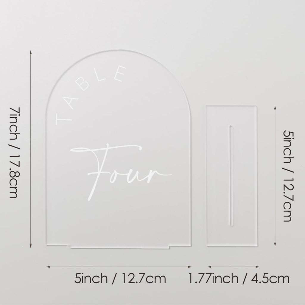 Black Arched Wedding Table Numbers 1-10 with Stands, 5x7 Inch Black Arch Acrylic Sign with Gold Letters, Acrylic Table Numbers for Wedding Reception