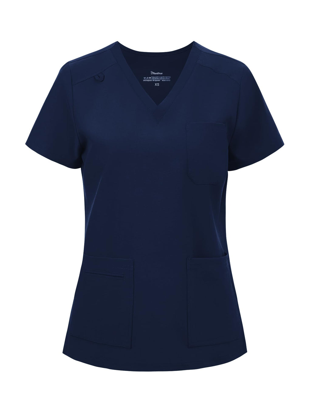 floralhue Scrub Tops for Women, Curved V-Neck Scrub Tops with 3 Pockets, Soft Stretch, Easy Care