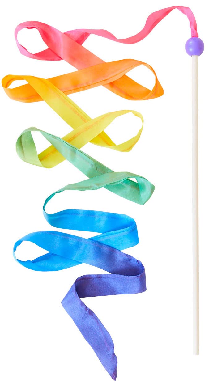 Sarah's Silks Streamer - Ribbon Wand for Kids, Pretend Play, Dance, Baton Stick Twirling, and Gymnastics Party Favors | 100% Silk and Wood Montessori and Waldorf Toys