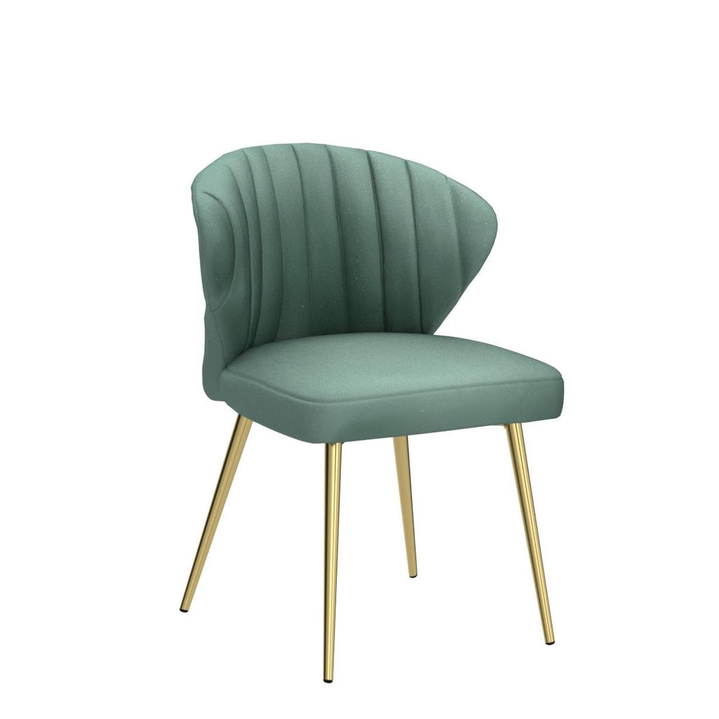 HULALA HOME Velvet Dining Chairs, Modern Small Armless Accent Chair with Gold Metal Legs, Living Room Upholstered Cute Side Chair, Elegant Tufted Back Vanity Chair for Bedroom, Auburn
