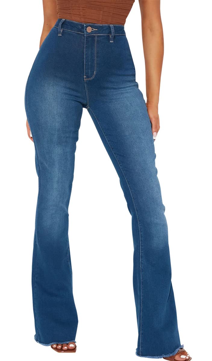 Bell Bottom Jeans for Women Ripped High Waisted Classic Flared Denim Pants