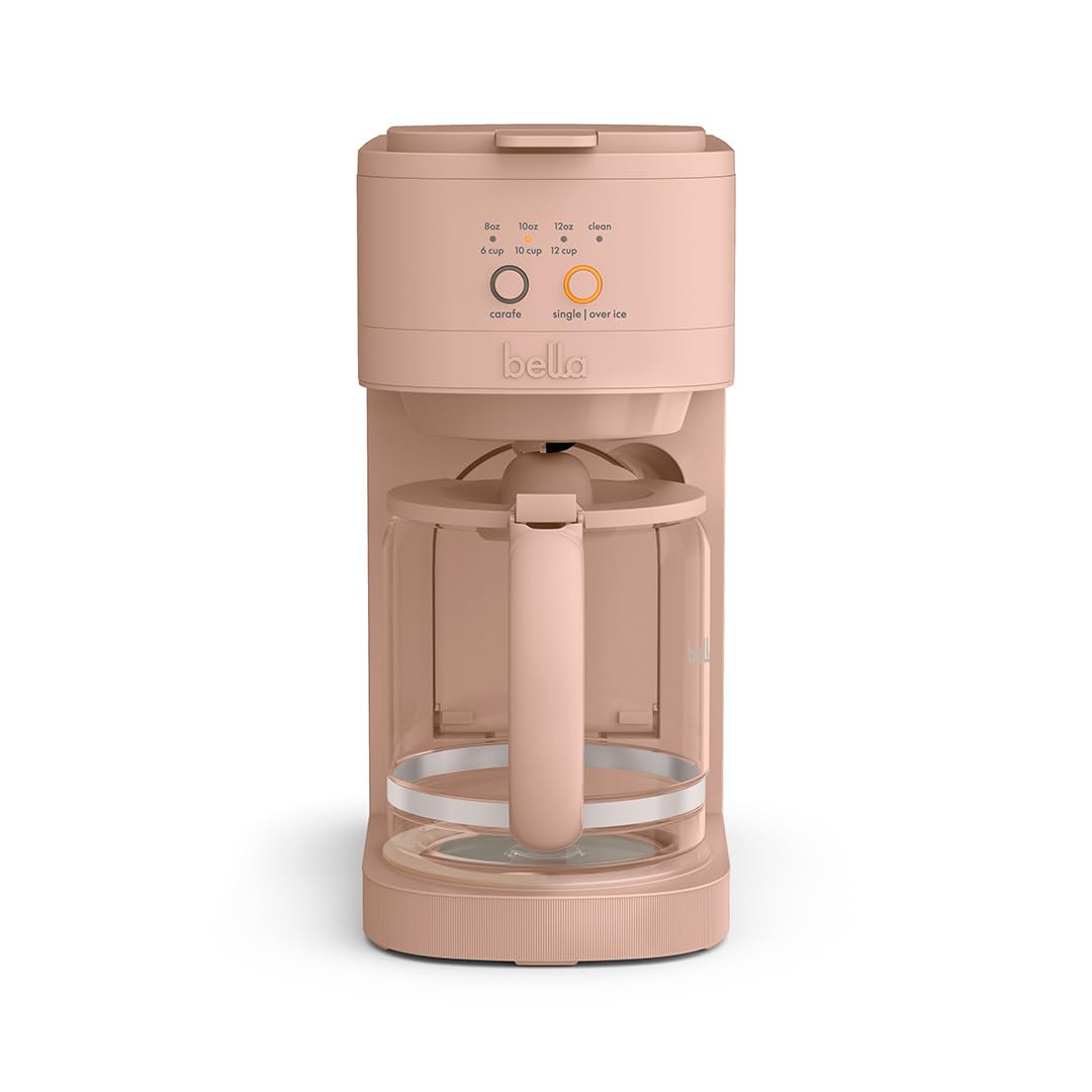 BELLA VersaBrew 2-in1 Coffee Maker, K-Cup compatible, Brew 3 Sizes Carafes & Single Serve Cups, Dishwasher Safe Reusable Filter & Filter Holder, Iced Coffee Function, 60oz Tank, Blossom
