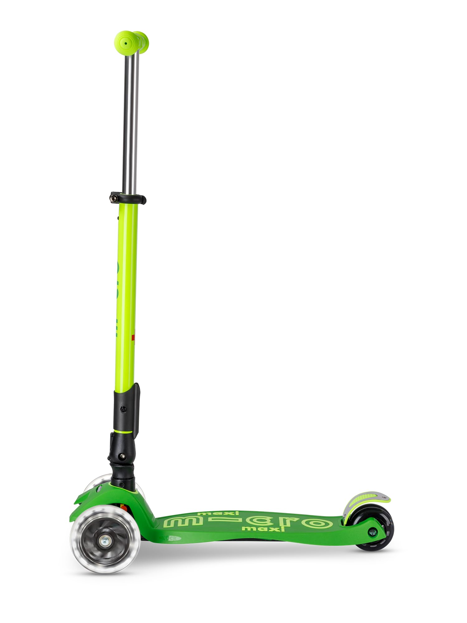 Micro Kickboard | Maxi Foldable LED Kids Scooter for Ages 5-12 | Children up to 110 lbs | 3 Wheel Lean-to-Steer Design | Adjustable T Bar | Smooth Ride, Motion Activated PU LED Wheels | Swiss Design