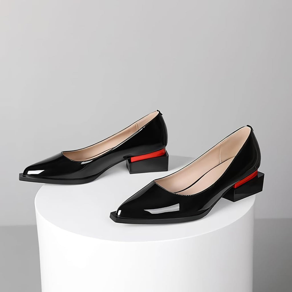 LingxiaUne Dress Shoes for Women, Comfortable Dressy Flats, Womens Chunky Heel Pumps with Arch Support and Pointed Toe