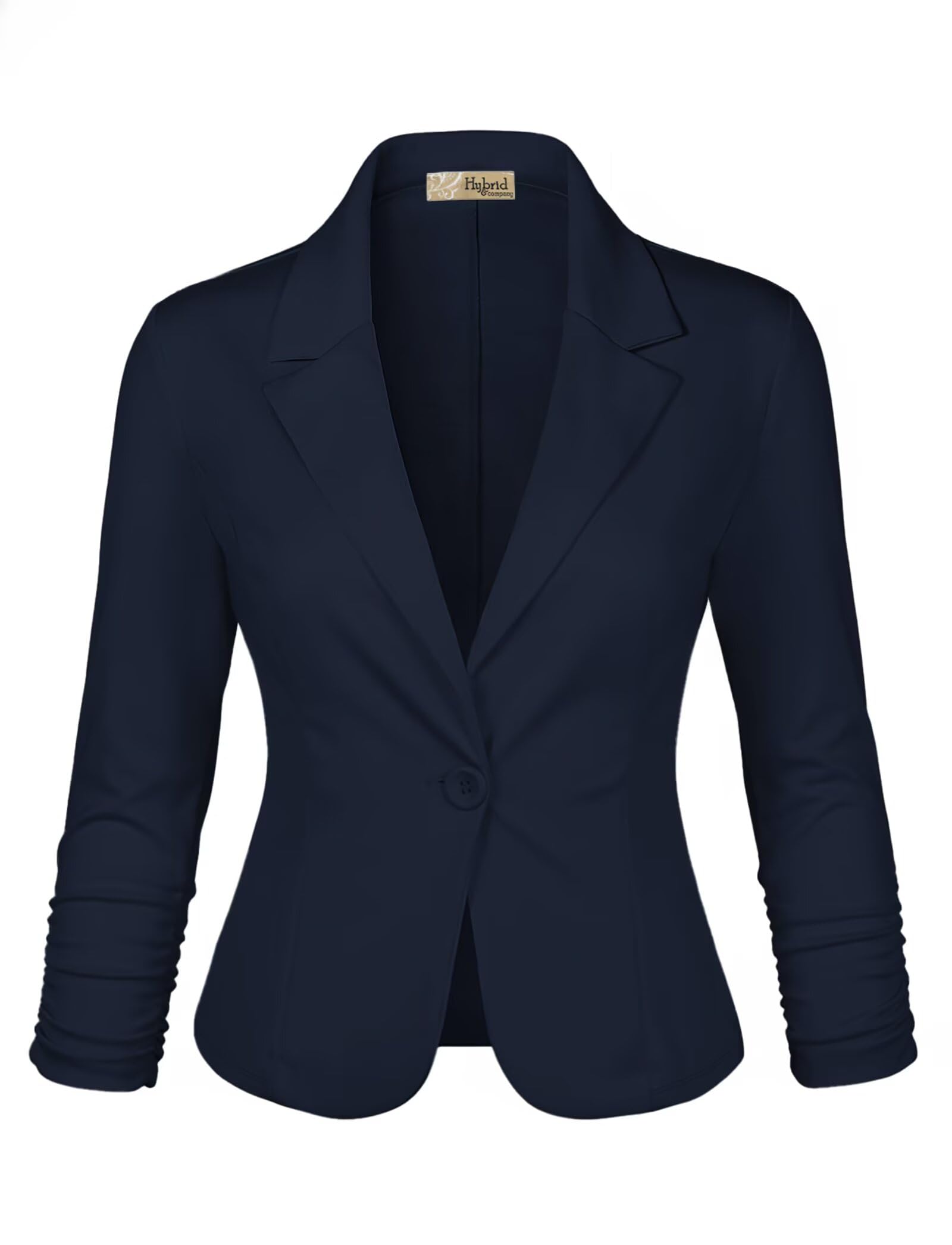 Hybrid & Company Women's Lightweight Casual Work Office Stretch Ponte Cardigan Blazer Jacket Made in USA