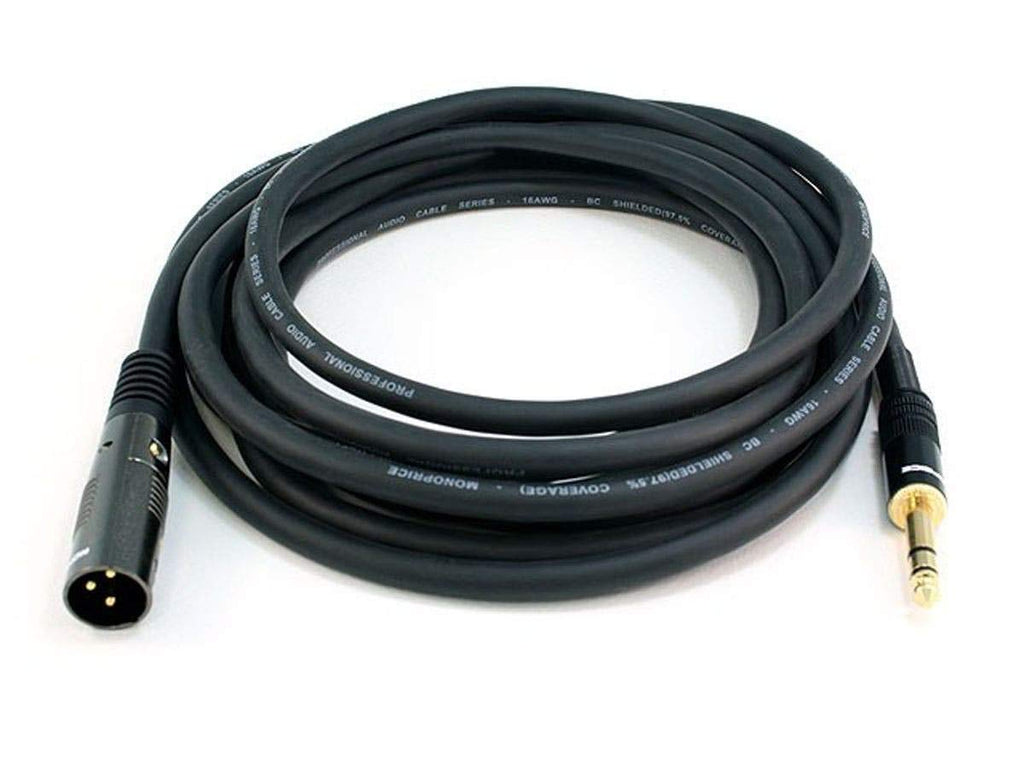 Monoprice 104759 1.5-Feet Premier Series XLR Male to 1/4-Inch TRS Male 16AWG Cable Black
