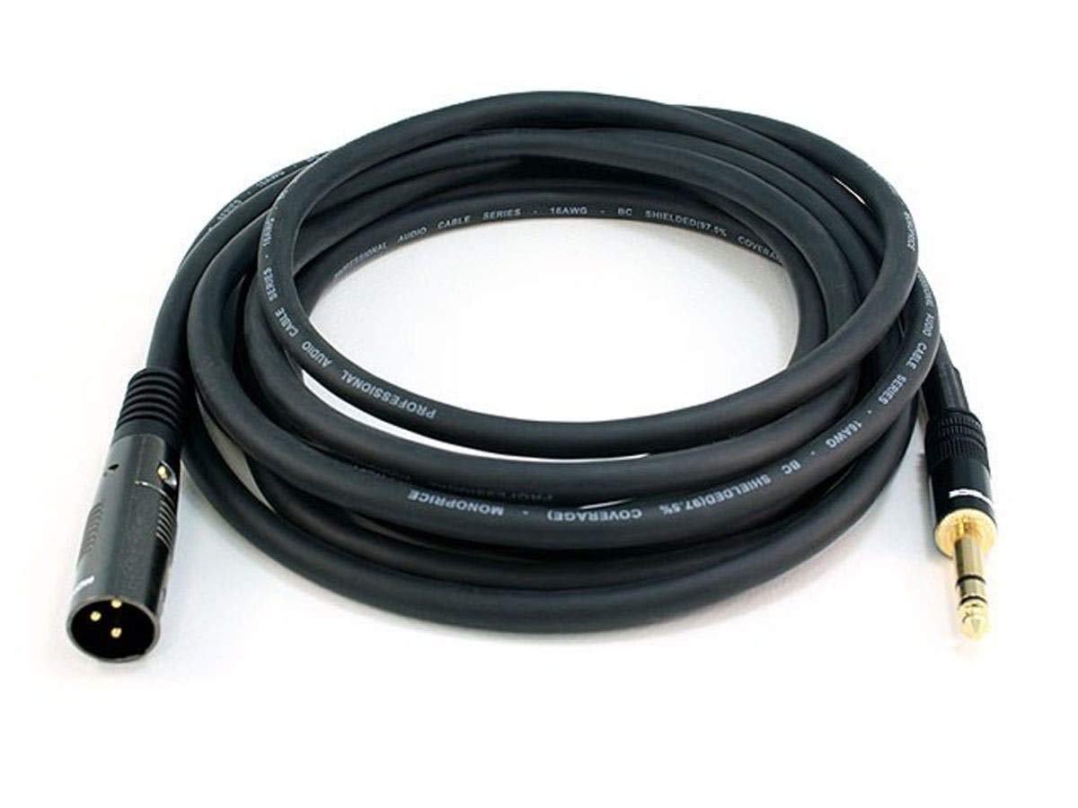 Monoprice 104759 1.5-Feet Premier Series XLR Male to 1/4-Inch TRS Male 16AWG Cable Black