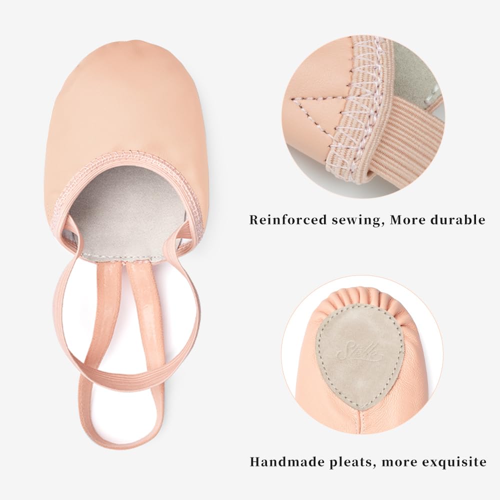 Stelle Leather Half Soles Dance Shoes Womens Lyrical Pirouette Turners Dance Shoes for Turning (Girls/Boys/Men/Adult)