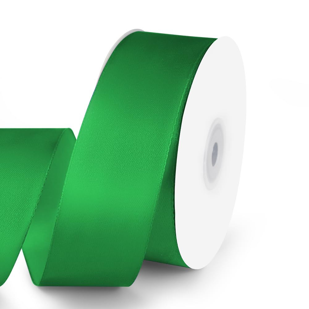 1" Wide x 100 Yards Single Face Polyester Satin Ribbon, Satin Ribbon for Crafts, Gift, Hair Bows, Wedding Party Decoration, Bow Making & Other Projects (Apple Green)