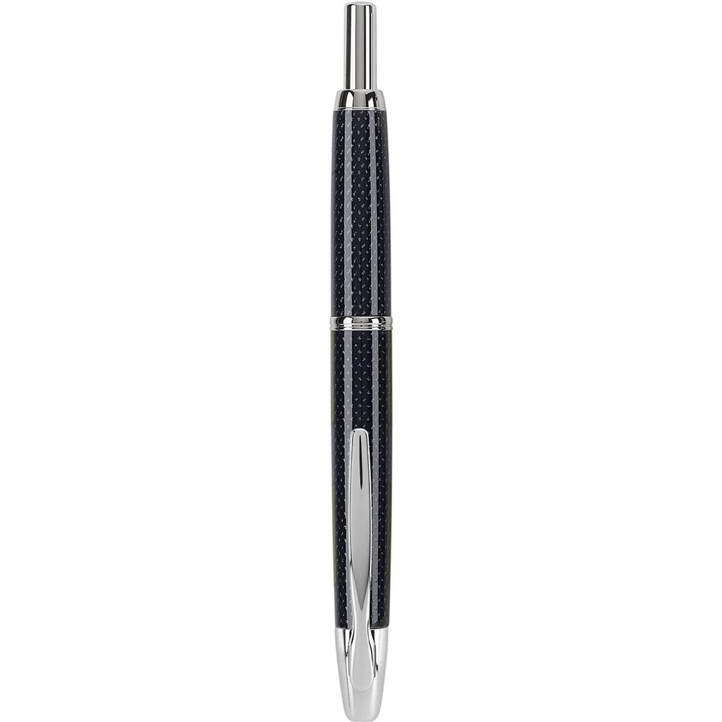 PILOT Vanishing Point Collection Refillable & Retractable Fountain Pen, Black Carbonesque Barrel with Rhodium Accents, Blue Ink, Medium Nib (60246)