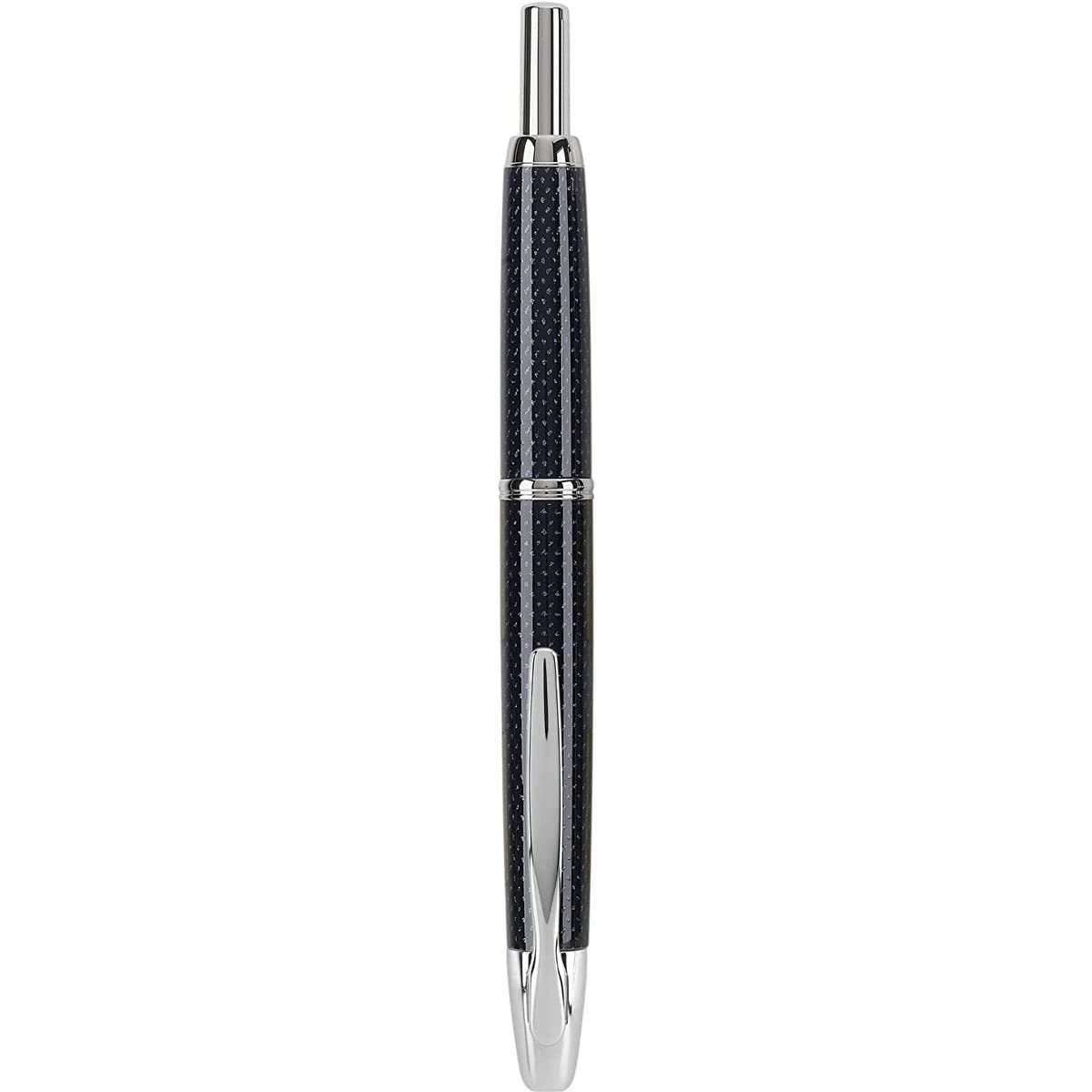 PILOT Vanishing Point Collection Refillable & Retractable Fountain Pen, Black Carbonesque Barrel with Rhodium Accents, Blue Ink, Medium Nib (60246)