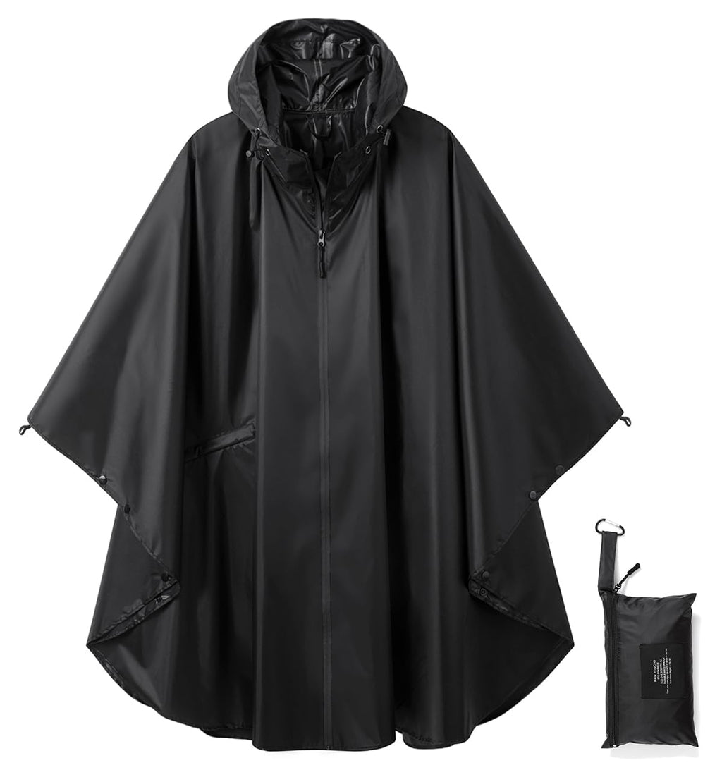 Rain Poncho Jacket Coat Hooded Zipper Style for Women/Men/Adult with Pocket