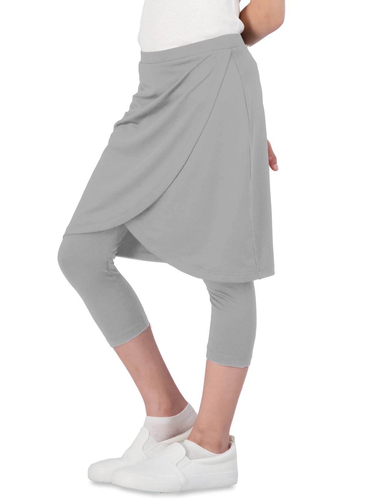 CharmWM Girls High Elastic Waist Capri Pants Kids Cute Active Golf Tennis Skorts Leggings Skirts Trousers