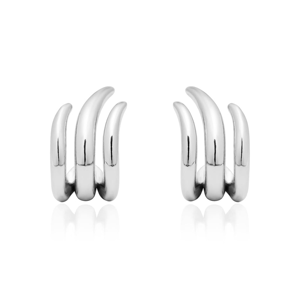 Obidos 14K Gold Plated Illusion Stud Earrings for Women | Triple Huggie Hoop Earrings for One Hole| Trendy Simple Hypoallergenic Fashion Accessories Gold Jewelry Gifts for Womens