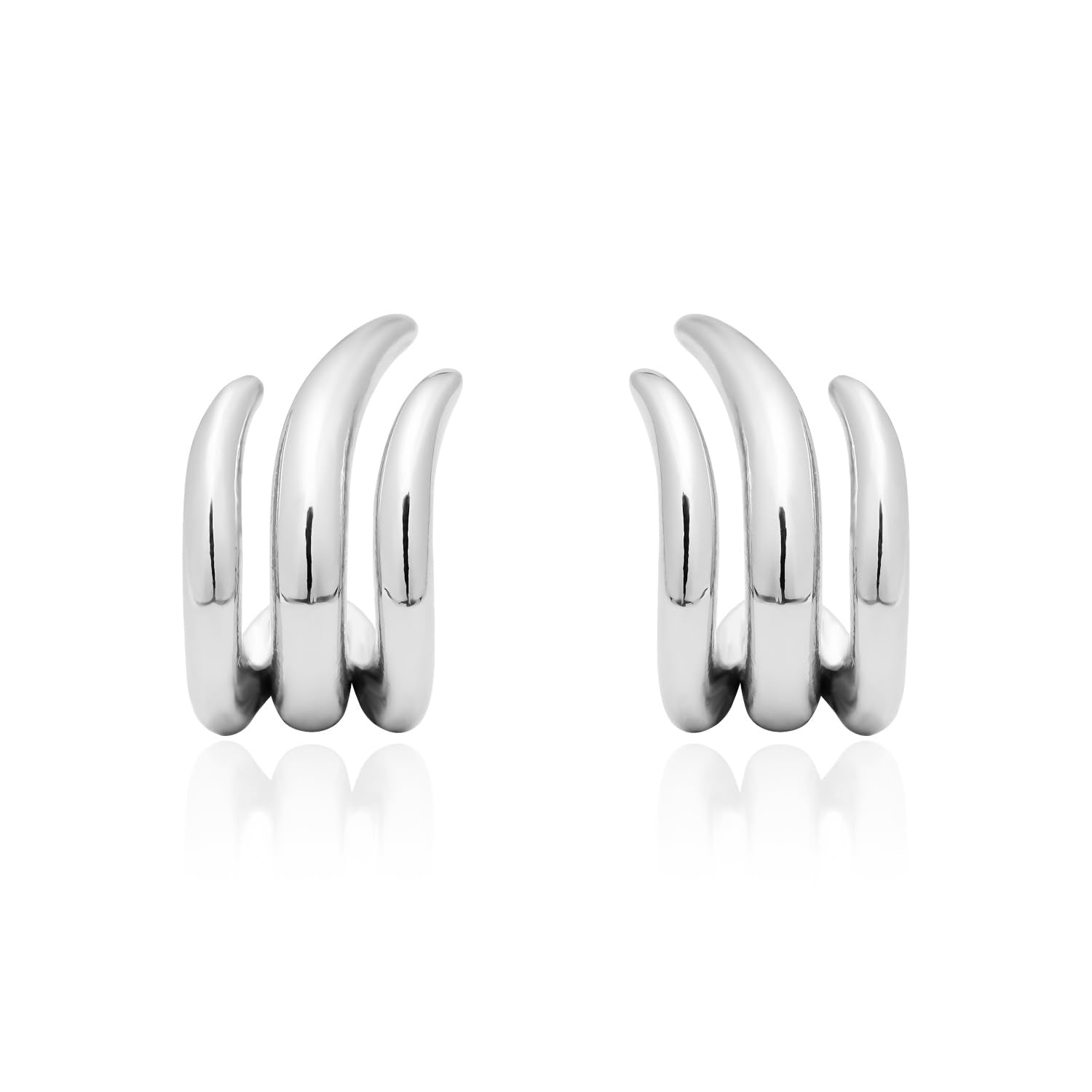 Obidos 14K Gold Plated Illusion Stud Earrings for Women | Triple Huggie Hoop Earrings for One Hole| Trendy Simple Hypoallergenic Fashion Accessories Gold Jewelry Gifts for Womens