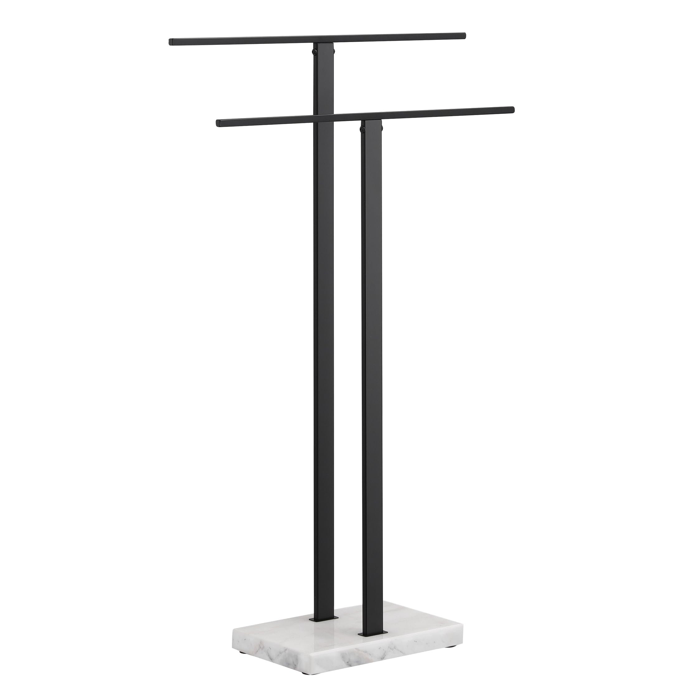 KES Standing Towel Rack with Black Natural Marble Base, 2-Tier Towel Rack Stand for Bathroom Floor, Bath Towel Holder Fits Bath Towel & Hand Towel,18/8 Stainless Steel, BTH217-BBK